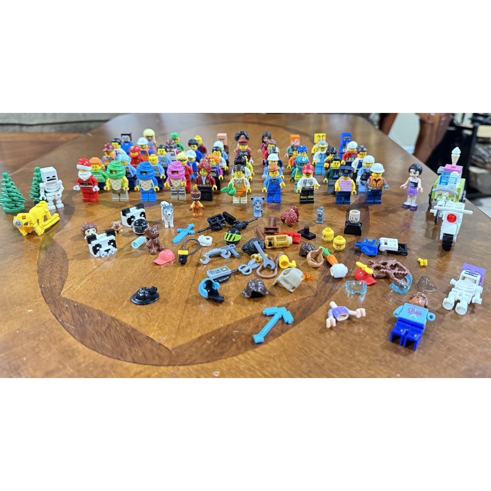 Lot 50+ LEGO Minifigures Santa, Minecraft, Friends, pets, scooter, Accessories‎